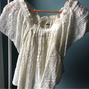 Free People Thrills and Frills Ivory Off Shoulder Top